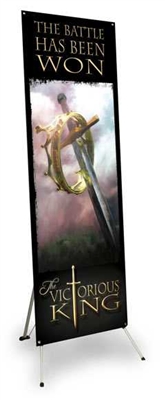 The Victorious King Vertical Banner with Stand